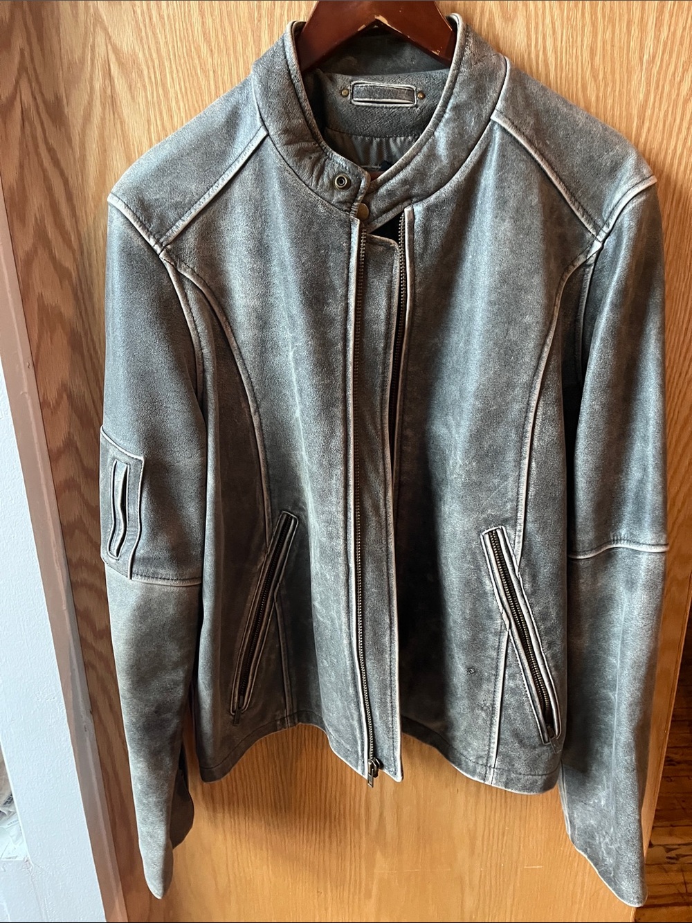 Grey leather jacket